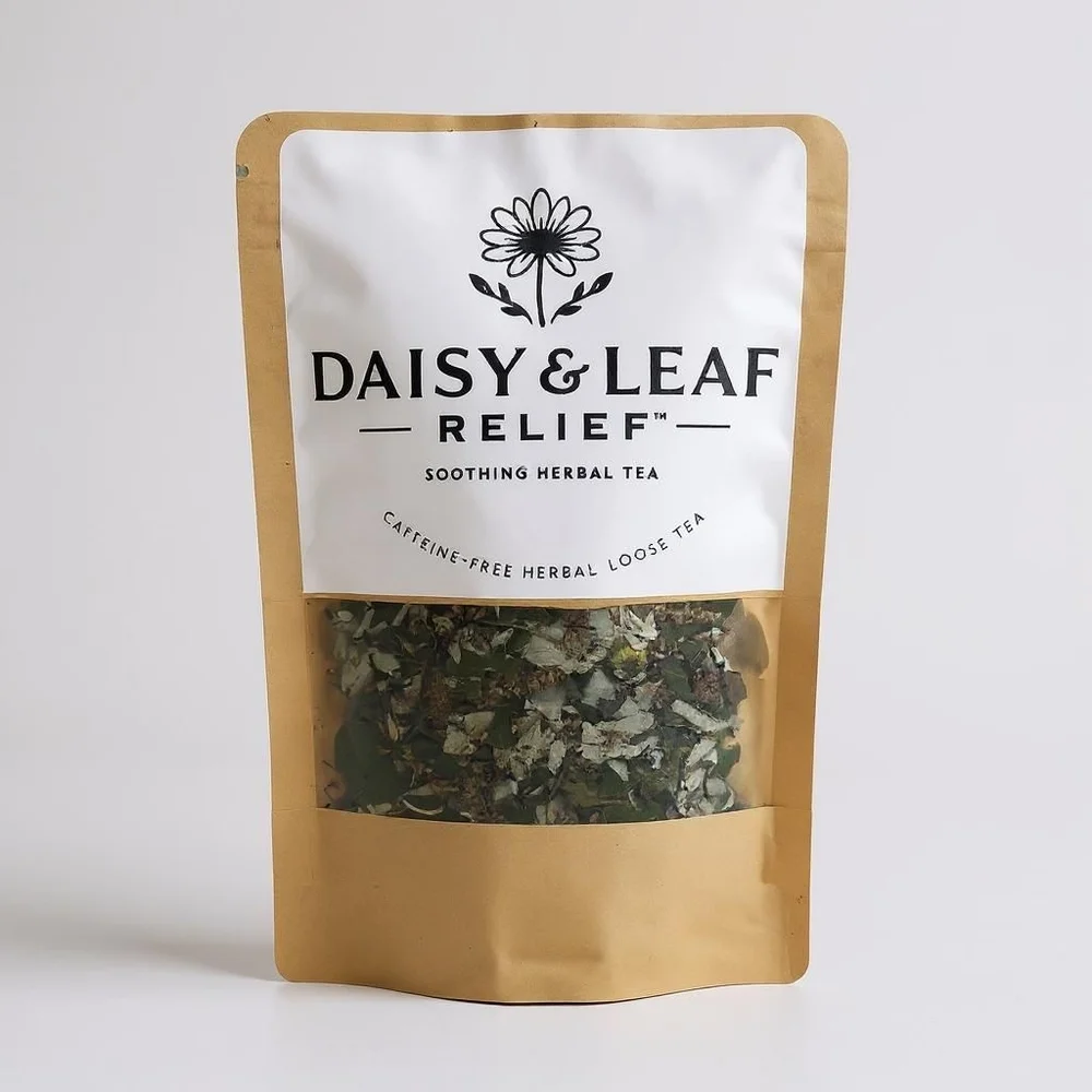 Daisy & Leaf Relief – Herbal Wellness Tea Gentle, Soothing Blend | Caffeine-Free
